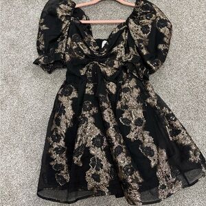 Buddy Love Black and Gold Textured Top